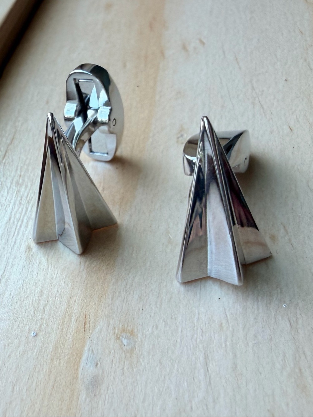Paper Plane Aircraft Men’s Silver Tone Cufflinks Excellent Condition